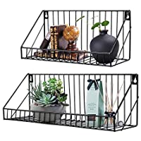 AGSIVO Estantería de Pared- 2pcs Estantería Colgante- Estantes Flotantes en Metálico Decoración de Pared para Sala de…